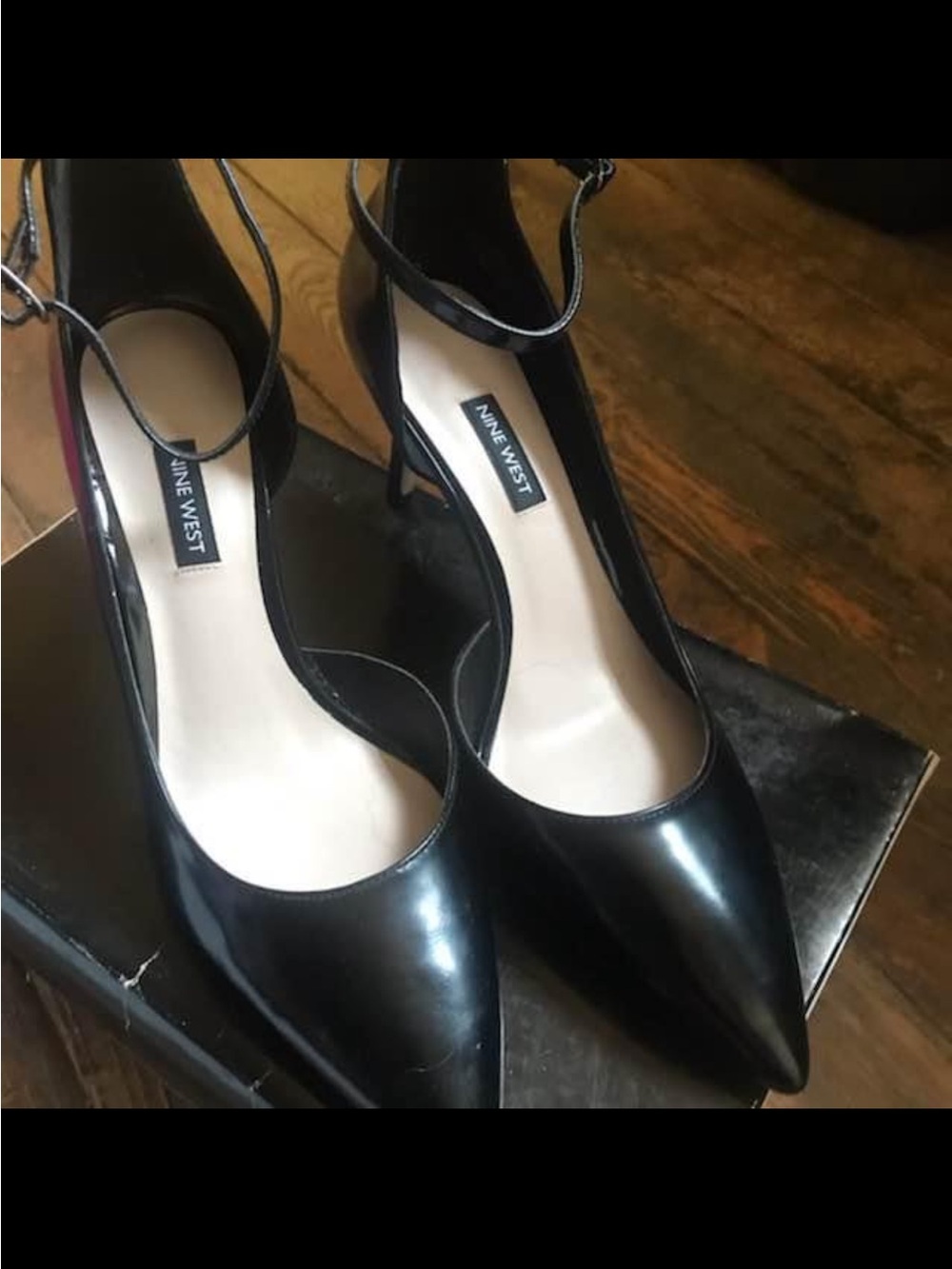 Nine West Black Pointed-Toe Ankle-Strap Pumps